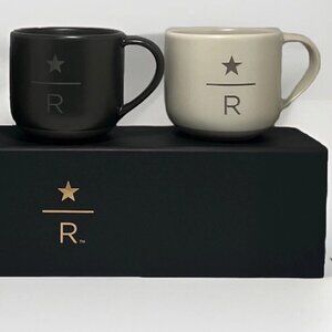 Starbucks Reserve Espresso Cup Demi Mugs, Small, Set of 2 (3oz) Black, Off-White